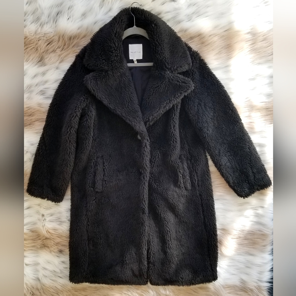 Avec Les Filles Black Faux Fur Long Coat